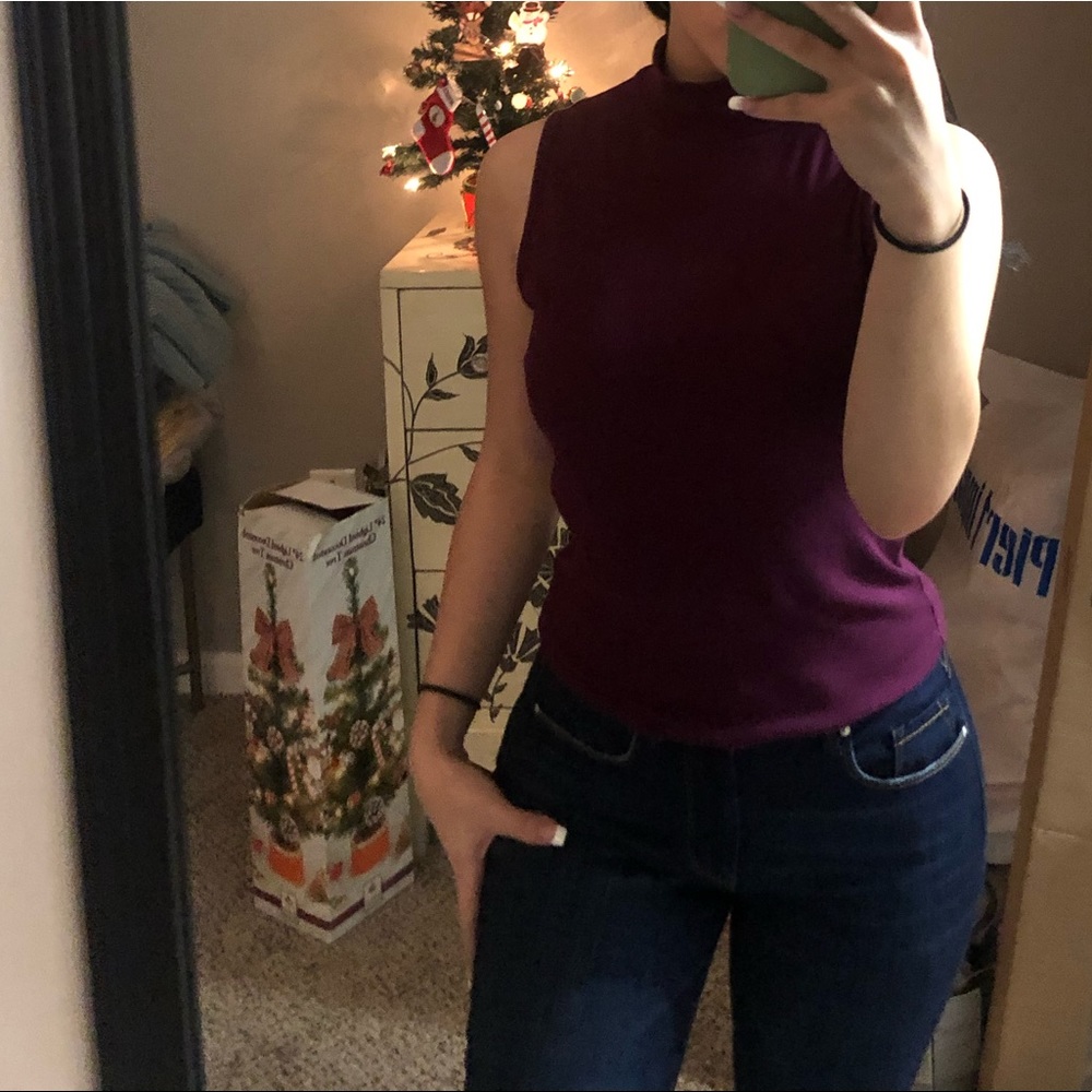 maroon mockneck top
